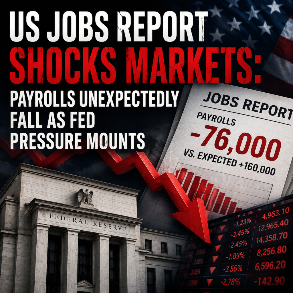 US Jobs Report Shocks Markets: Payrolls Unexpectedly Fall as Fed Pressure Mounts